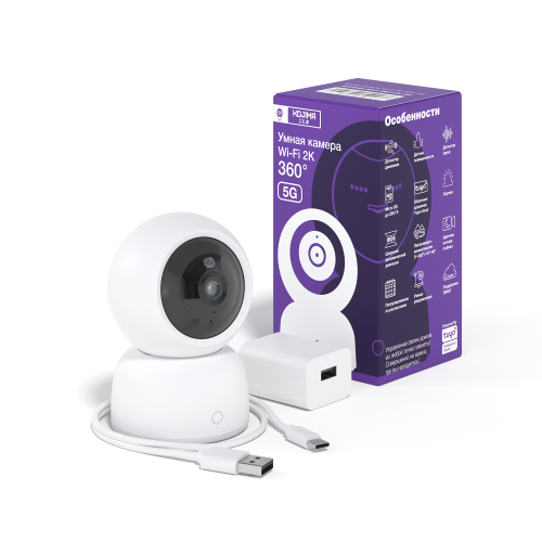Умная камера Wi-Fi 2К 360 2.4/5ГГц c Яндекс Алисой, Google Assistant
